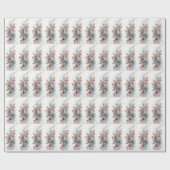 Papier Cadeau Pinecones gelées, Berry d'hiver rouge, Branches de (Plat)