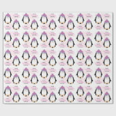 Papier Cadeau Pingouin bébé fille (Plat)