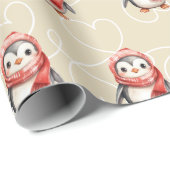 Papier Cadeau Pingouin bébé mignon (Coin rond)