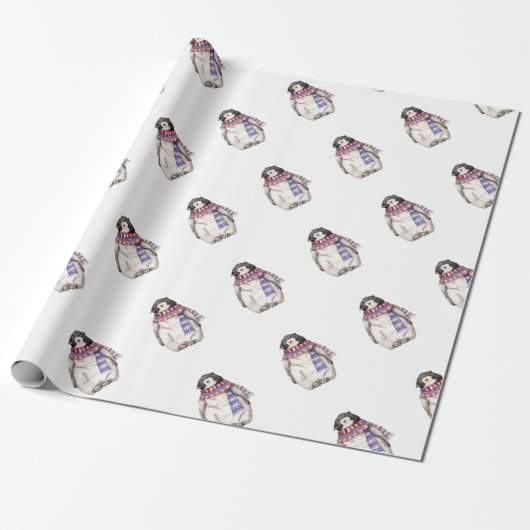 Papier Cadeau Pingouin de bébé dans l'écharpe (Déroulé)