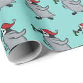 Papier Cadeau Pingouin de Noël (Coin rond)