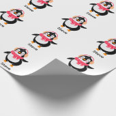 Papier Cadeau Pingouin de Noël Jolly en écharpe avec des bouffée (Coin)