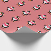 Papier Cadeau Pingouin de Noël Jolly en écharpe avec des bouffée (Coin)