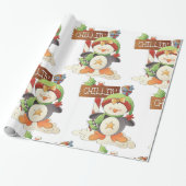Papier Cadeau Pingouin d'hiver et oiseau Chillin Noël (Déroulé)