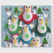 Papier Cadeau Pingouin en papier d'enveloppement de Noël (Plat)