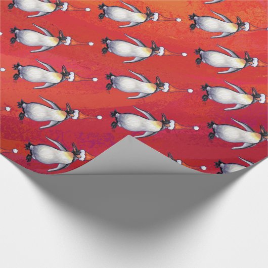 Papier Cadeau Pingouin festif dans un Motif de Santa Hat (Coin)