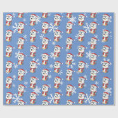 Papier Cadeau "Pingouin" Joli design de Noël (Plat)