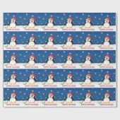 Papier Cadeau Pingouin Joyeuses Fêtes (Plat)