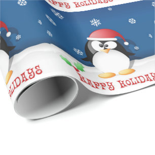 Papier Cadeau Pingouin Joyeuses Fêtes