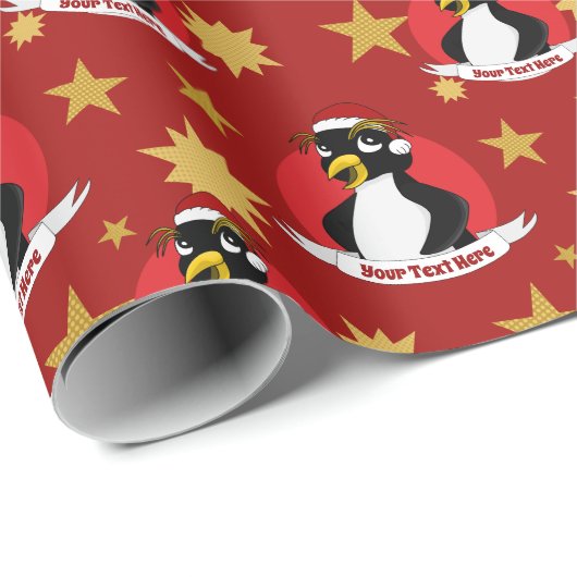Papier Cadeau Pingouin mignon crêpé Caricature de Noël Wrapping (Coin rond)