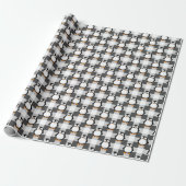 Papier Cadeau Pingouin mignon Plaid Motif en noir blanc et gris (Déroulé)