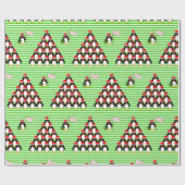 Papier Cadeau Pingouin Pyramide Green Stripe Noël (Plat)