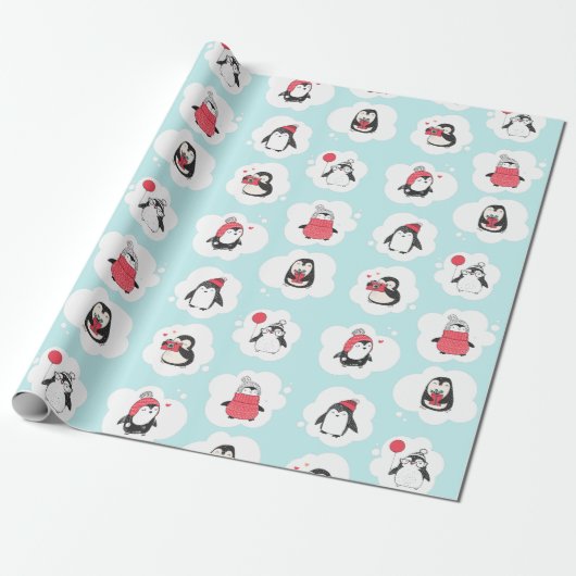 Papier Cadeau Pingouin Vacances d'hiver (Déroulé)