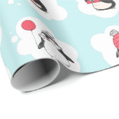 Papier Cadeau Pingouin Vacances d'hiver (Coin rond)