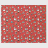 Papier Cadeau Pingouin viné rétro Père Noël Fée Noël (Plat)