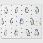 Papier Cadeau Pingouins adorables Noël en blanc (Plat)