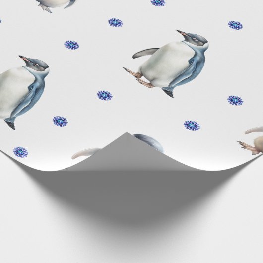 Papier Cadeau Pingouins adorables Noël en blanc (Coin)