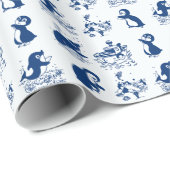 Papier Cadeau Pingouins, baleines et dauphins (Coin rond)