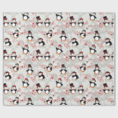 Papier Cadeau Pingouins de menthe de Noël (Plat)