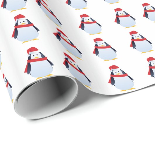 Papier Cadeau Pingouins de Noël (Coin rond)