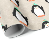 Papier Cadeau Pingouins de Noël (Coin rond)