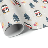 Papier Cadeau Pingouins de Noël (Coin rond)