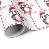 Papier Cadeau Pingouins de Noël aquarelle (Coin rond)