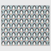 Papier Cadeau Pingouins de Noël dans les flocons de neige envelo (Plat)