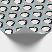 Papier Cadeau Pingouins de Noël dans les flocons de neige envelo (Coin)