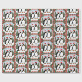 Papier Cadeau Pingouins de Noël et Arbre de Noël (Plat)