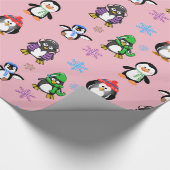 Papier Cadeau Pingouins de Noël et flocons de neige envelopper c (Coin)