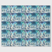 Papier Cadeau Pingouins de Noël Majestic bleu et blanc (Plat)