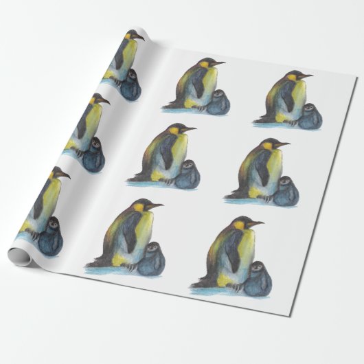 Papier Cadeau Pingouins dessinant le papier d'emballage mat (Déroulé)