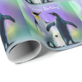 Papier Cadeau Pingouins et bébé anniversaire (Coin rond)