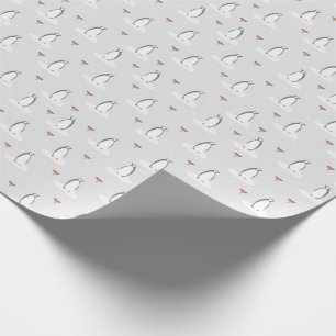 Papier Cadeau Pingouins et champignons d'hiver simples et modern