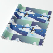 Papier Cadeau Pingouins Et Glace (Déroulé)