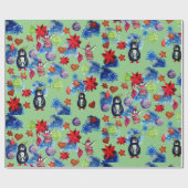 Papier Cadeau Pingouins & Étoiles Noël Prochain humeur (Plat)