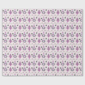 Papier Cadeau Pingouins mignons et arbres de Noël pourpres Noël (Plat)