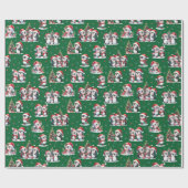 Papier Cadeau Pingouins mignons Hiver Vert et Rouge Noël (Plat)