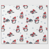 Papier Cadeau Pingouins mignons Oiseaux d'hiver Animaux de l'Arc (Plat)