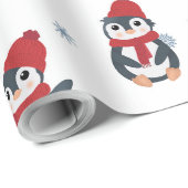 Papier Cadeau Pingouins mignons Oiseaux d'hiver Animaux de l'Arc (Coin rond)