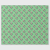 Papier Cadeau Pingouins mignons Santa Chapeau clair Vert Noël (Plat)