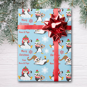 Papier Cadeau Pingouins pour l'hiver Noël