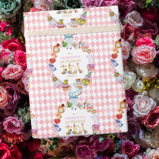 Papier Cadeau Pink Alice in Wonderland 3rd Birthday