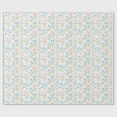 Papier Cadeau Pink and Blue Grandmillennial Floral (Plat)