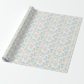 Papier Cadeau Pink and Blue Grandmillennial Floral (Déroulé)