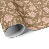 Papier Cadeau Pink and Brown Floral (Coin rond)
