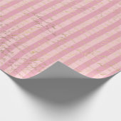 Papier Cadeau Pink and Gold Foil Stripes Paris Calligraphie (Coin)