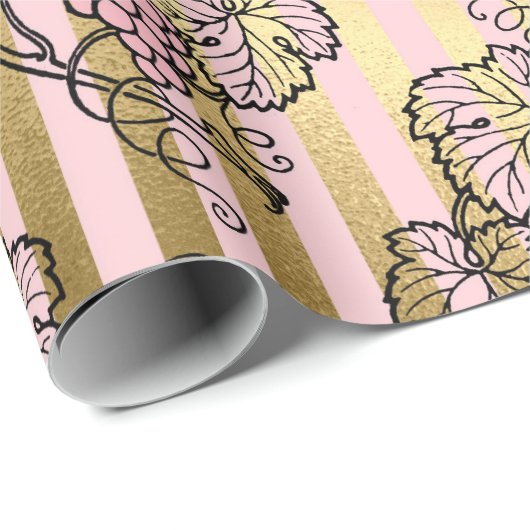 Papier Cadeau Pink and Gold Paris Foil Vins à thème (Coin rond)