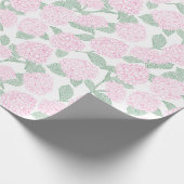 Papier Cadeau Pink and Green Hydrangea Floral (Coin)